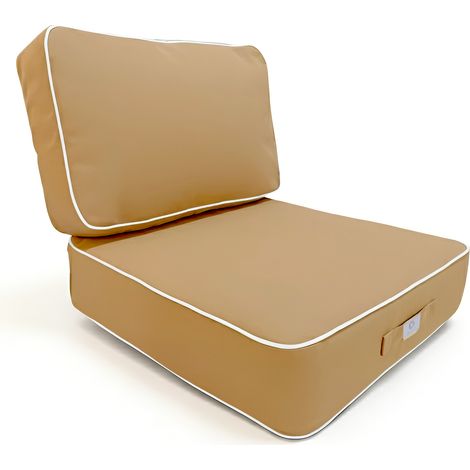 Coussins salon jardin premium déhoussable 60x60cm Moka