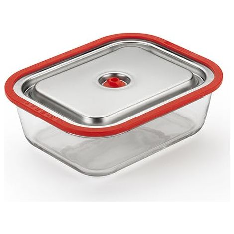 Magic Vac, Teglia Free, Recipiente para Cocinar en el Horno, Calentar, Marinar y Conservar Alimentos al Vacío, Vidrio Borosilicato, Acero y Silicona, Compatible con las Máquinas de Vacío Magic Vac