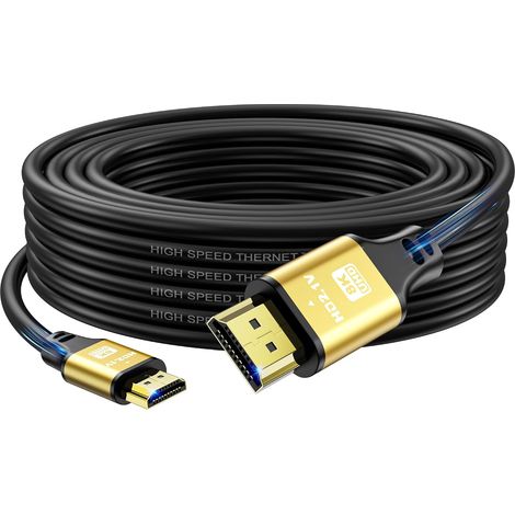 Cable HDMI 10M, 8K@60Hz 4K@120Hz, Câble HDMI 2.1 Ultra HauteVitesse avec Connecteurs Plaqués Or, Boîtier en Aluminium Pour TV/Moniteur/Projecteur/Jeux vidéo/Ordinateur/Cinéma Maison (1/5)