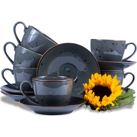 KONSIMO ALUMINA Kaffeeservice 300ml 6 Personen (12-tlg) Porzellan, grau (1/4)