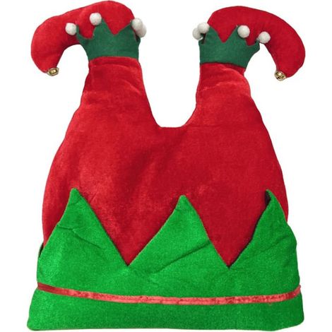 Cappello rosso e verde giullare di corte elfo cm 36 puntale per albero di natale decorazioni natalizie (1/2)