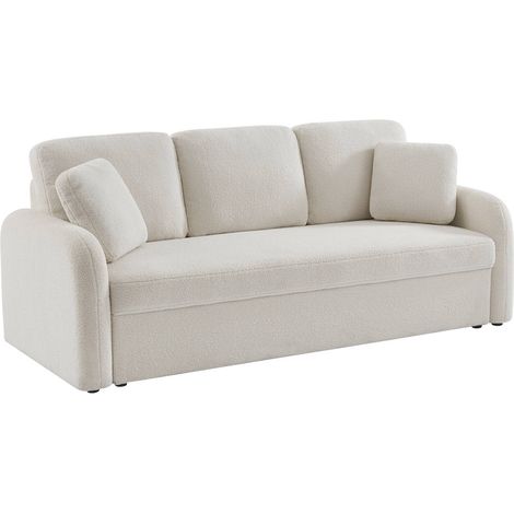 sweeek - 3-Sitzer-Sofa mit cremefarbenem Teddy Bouclébezug (1/5)