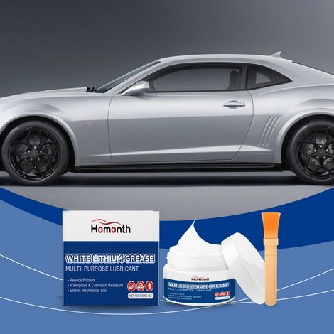 Kit de graisse automobile multifonctionnel, blanc, à base de lithium, étanche, résistant aux hautes températures, silencieux et durable – 100 g + 1 pinceau (1/5)