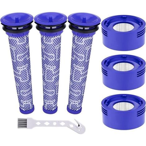 Filtro di ricambio per aspirapolvere, per Dyson V6, V6 Motorhead, V6 Absolute e V6 Animal, 3 pezzi post-filtro HEPA e 3 pezzi pre-filtro, sostituisce la parte 965661-01 e 966741-01 (v6) (1/4)