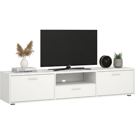 Dmora - Mueble de televisión Giaele, Aparador de salón, Mueble bajo para TV, Base de pared equipada, 177x40 h38 cm, Blanco