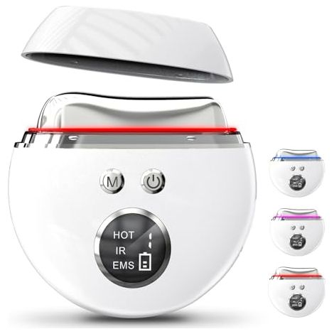 EMS Gua Sha, spazzola linfatica elettrica per il viso con luci LED blu, verdi e rosse, terapia della luce con 4 modalità, massaggiatore facciale riscaldato, 9 livelli di intensità, massaggiatore facci