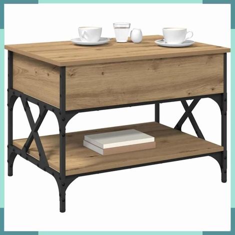 Table basse - 883039 - Chêne artisanal - Bois d'ingénierie - 70x50x50 cm (1/5)