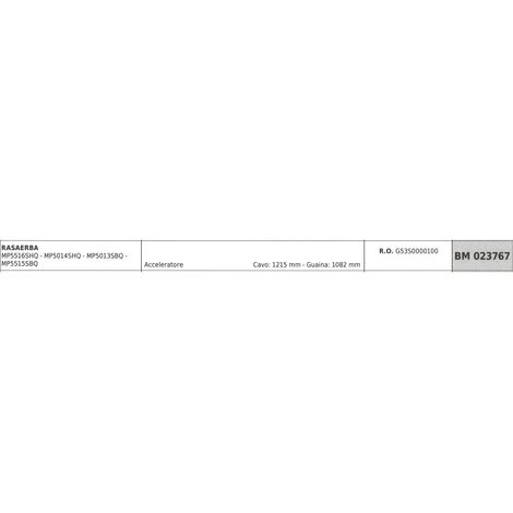 MAORI Rasenmäher-Gaszug MP5516SHQ - MP5014SHQ Kabel 1215mm Ummantelung 1082mm