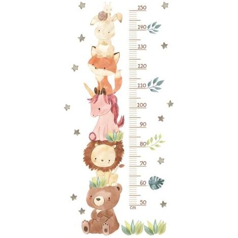 BUNTHAUS Escarpolette pour enfants Sticker mural pour chambre d'enfant Diagramme de hauteur pour enfants, autocollant mural, motif animaux de la forêt pour le suivi de la croissance des enfants (1/5)