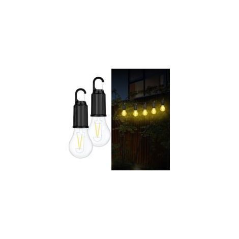 Campinglaterne, wiederaufladbare Glühbirne mit USB-C-Anschluss, warmweißes Licht (3000 K), 3 Modi, Zeltlampe mit Haken, tragbare, wiederaufladbare Lampe für Camping, Wandern, Abenteuer und Garten (2 S (1/5)