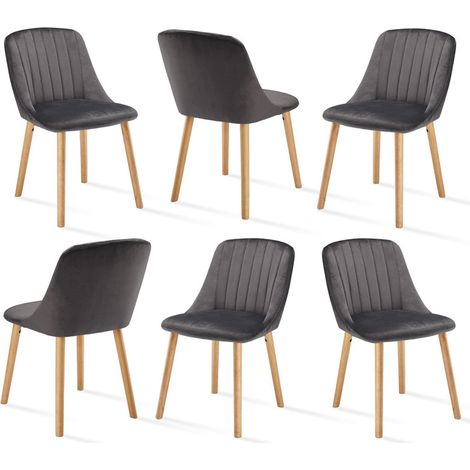 Goeurvant Sillas de comedor modernas con cojín de asiento grueso, respaldo ergonómico y patas de madera, Estilo y comodidad en uno - Juego de 6 - Gris oscuro