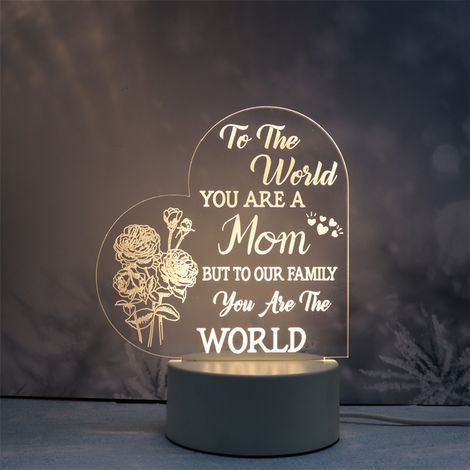 Regalo Día de la Madre, Regalo para Mamá - Luz Nocturna de Acrílico, Regalo de Cumpleaños para Mamá, Regalo Original para Mamá, Idea de Regalo para Mamá en Navidad, Regalos Especiales y Significativos