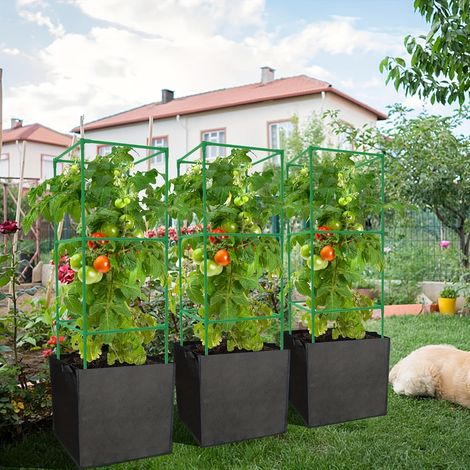 Set de 3 pots de culture sans filet de tomate sac de culture respirant 26,5l idéal pour les légumes et les fleurs d'intérieur et d'extérieur