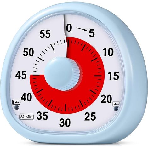 Minuteur Visuel Enfant Rechargeable,(Bleu)60 Minutes Timer Compte à Rebours Silencieux,Timer Enfant Apprentissage,Outil de Gestion du Temps pour Cuisine,Salle de Classe,Réunions (1/5)