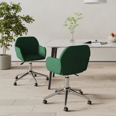 Esszimmerstühle 2 Stk. Drehbar Dunkelgrün Stoff vidaXL (1/5)