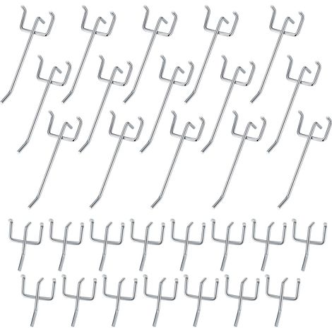 Lot de 30 crochets pour panneaux perforés, adaptés aux portes murales, au rangement d'outils, aux établis et aux étagères d'atelier - 10 cm/5 cm