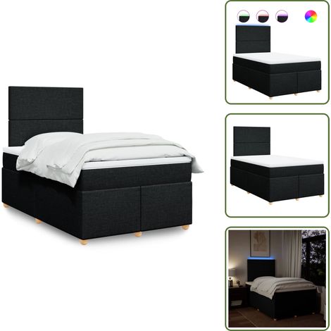 Sommier à lattes de lit avec matelas noir 120x190 cm tissu - Sommier À Lattes De Lit - Sommiers À Lattes De Lit - Lit - Meuble De Chambre À Coucher (1/5)