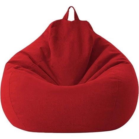 Housse de pouf poire - Noname - 100 x 120 cm - Rouge - Lavable en machine - Fermeture éclair robuste (1/4)