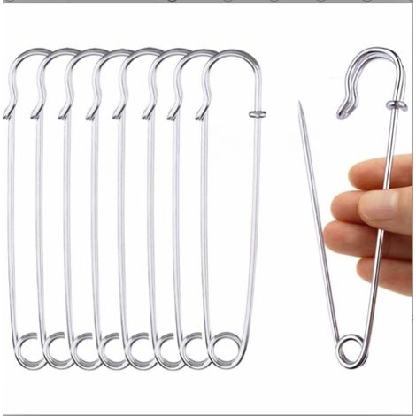 Epingles À Nourrice - 10 cm - Argent - Pour Couvertures Travaux Manuels Et Tricot - Lot De 20