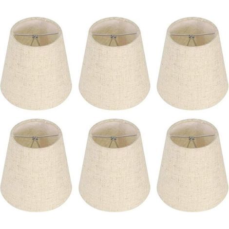 Ensemble de 6 abat-jour en toile de jute – Abat-jour baril beige 3,5 x 5,5 x 5,2 pouces – Compatible ampoules E14 – Installation facile (1/5)
