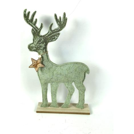 TrendLine Dekofigur Holz Rentier 39 x 5 x 22,5 cm grün Figur