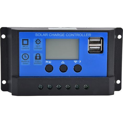 LCD-Solarregler mit zwei USB-Anschlüssen und intelligenter Steuerung, 10 A, 12–24 V (1/5)
