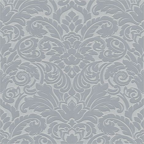 Baroque wallcovering wall Profhome 335833 non-woven wallpaper slightly textured baroque style matt silver grey 5.22 m2 (56 ft2) (1/5)
