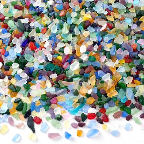 450g Galets de Verre de Mer Colorés Pierres Précieuses Mélangées en Vrac pour Aquarium Gravier pour Aquarium Remplisseurs de Vase Artisanat Bricolage et Décoration 813mm (1/5)