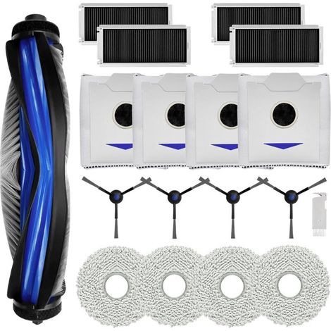 Replacement accessories for Ecovacs Deebot N30 PRO OMNI/ N30 OMNI/ N30 PRO, set includes 1 main brush, 4 HEPA filters, 4 mop pads, 4 dust bags, and 4 side brushes. (1/4)