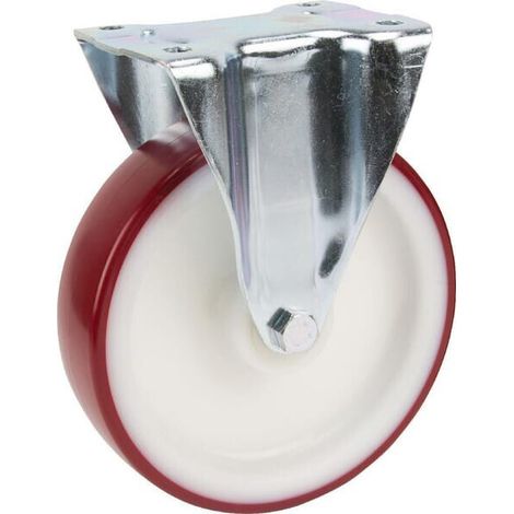 Rueda industrial fija en poliuretano: di谩metro160 x 40 mm placa de soporte con freno: 137 x 115 mm. Capacidad: 350 kg Tente