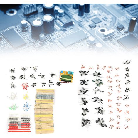 Packung mit 6 hochwertigen Bauteilen + LCR-T4 9V DC Grafik-Transistortester (1/5)