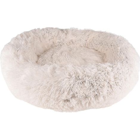 weißes, rundes Donut-Hundekissen, 50 cm Durchmesser, rutschfeste Unterseite, Plüsch (1/5)