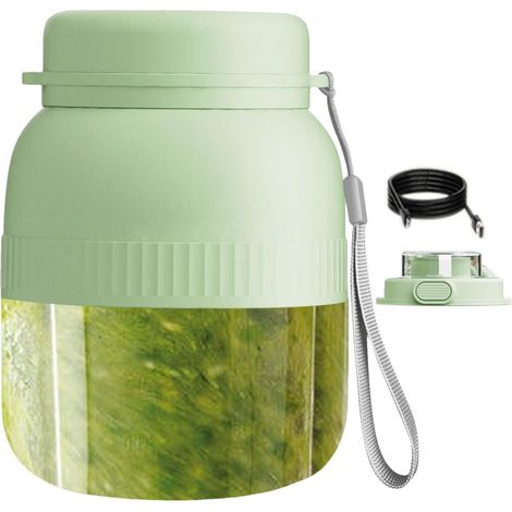 Mélangeur portable sans fil vert menthe avec 10 lames, double couvercle, écran numérique et capacité de 500 ml – rechargeable, pour smoothies et jus frais (1/5)