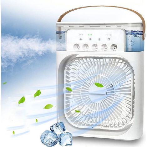 Tragbare Klimaanlage, Mini-Verdunstungsluftkühler mit 7-farbiger LED-Beleuchtung, 1/2/3-Stunden-Timer, 3 Windgeschwindigkeiten und 3 Sprühmodi für Ihren Schreibtisch, Nachttisch oder (1/5)