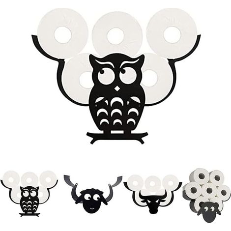 Porte-Rouleau de Papier Toilette Animal Porte-Papier Toilette Joli Animal Support Mural Chambre Porte-Rouleau de Toilette Cuisine Salle de Bain Accessoires chouette (1/4)