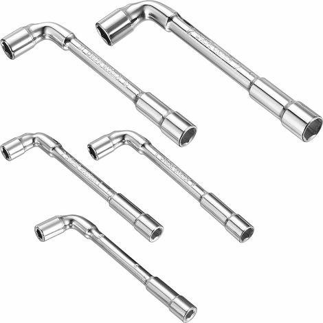 Juego de 5 llaves de tubo de doble desplazamiento, hexagonales en forma de L, métricas, para reparación de tuberías, coches y bicicletas, 6/7/8/10/12 mm (1/5)