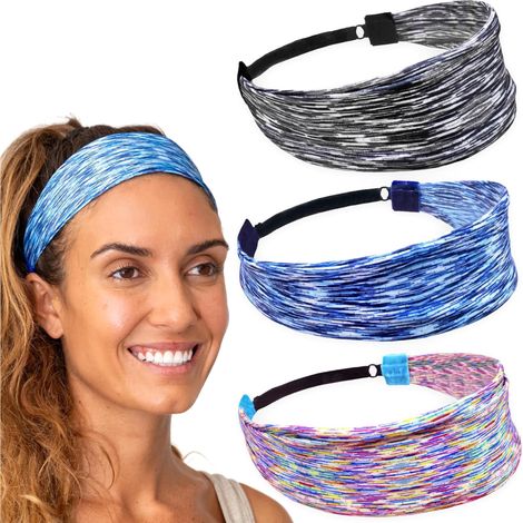 Verstellbares Sport-Stirnband im Batik-Look – Rutschfestes, elastisches Netz-Stirnband – Geeignet für Yoga, Laufen, Fußball und andere Sportarten (1/4)