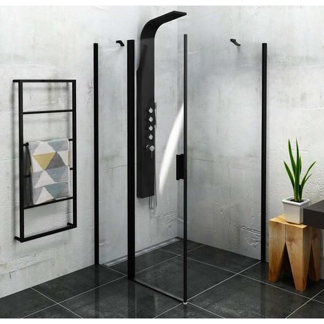 Polysan Zoom Black - Box doccia 100x100 cm, versione S/D, Antidrop, vetro trasparente/nero opaco ZL1310BZL3210B (1/5)