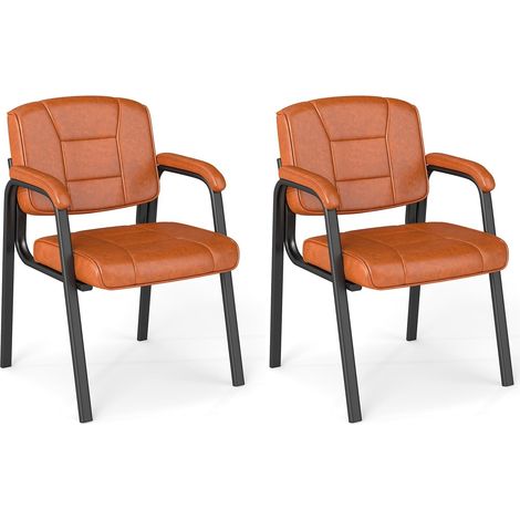 Juego de 2 sillas de conferencia con reposabrazos acolchados color marron 227459329 227459329 (1/5)