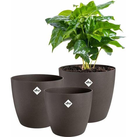 ELHO Set da 3 vasi tondi The Coffee Collection - Ø14xH12,6cm, Ø16xH14,7cm, Ø18xH16,8 cm - 7 L - Marrone (1/5)
