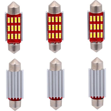 6 Ampoules LED Feston 39mm Aluminium Résistant Jaune pour Consommation D'énergie Faible et Pack de 6 Pcs pour Éclairage de Plaque D'immatriculation Auto Lumières de Dôme (1/5)