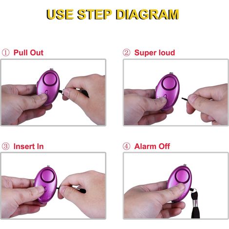 Alarme Personnelle, 5 Pièces 140DB Porte Cle Alarme d'urgence avec Torche Anti Agression avec Lumière LED for Femmes, Enfants, Personnes âgées (1/4)