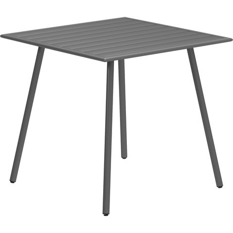 Gartentisch 80x80x74 cm, Stahl, wetterfest, rutschfest, Campingtisch für 4 Personen, Outdoor-Esstisch für Garten, Terrasse & Balkon, Grau
