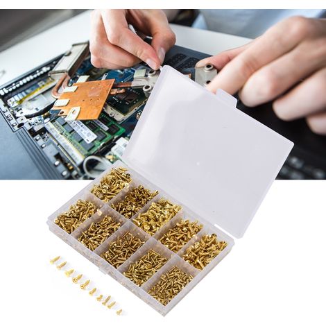 Jeu de 1080 vis autotaraudeuses à tête fraisée Phillips dorées M2, M2.5 et M3 (1/5)