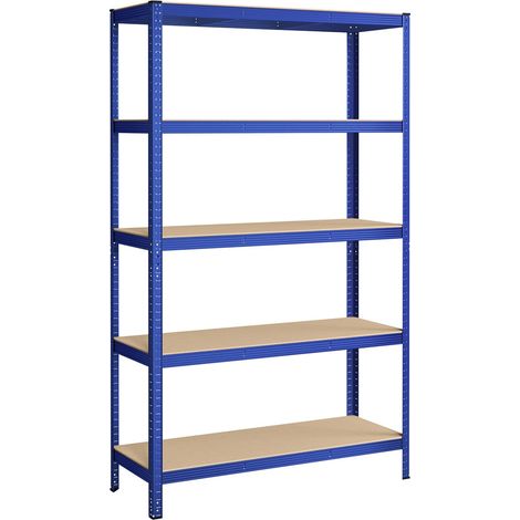 Scaffalatura per carichi pesanti a 5 ripiani 60 x 120 x 200 cm in acciaio montaggio senza attrezzi scaffalatura per garage per cassette degli attrezzi capacità 875 kg blu 120005575
