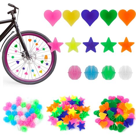 144 farbenfrohe Fahrradachsen-Accessoires, Kinderfahrrad-Accessoires, reflektierende Fahrradschnallen aus Eichenholz, Fahrradachsen-Dekorationen (1/4)