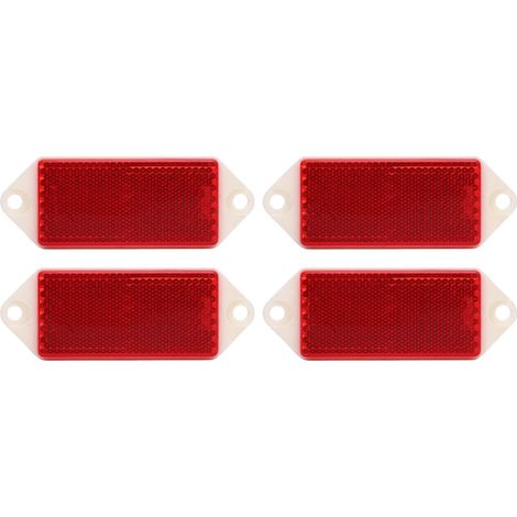 Réflecteurs rectangulaires à vis en plastique, 4 pièces, améliorent la sécurité routière, pour remorque, camion, moto, porte de clôture rouge. (1/5)