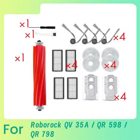 19-teiliges Set für den Staubsauger QV 35A / QR 798 / QR 598: Walze, Seitenbürste, HEPA-Filter, Reinigungstuch, Staubbeutel. (1/2)