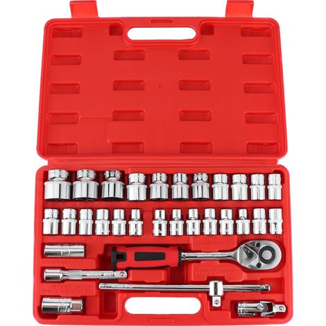 32Pcs Clés à Douille 1/2 Pouce Jeu de Manchons avec Cliquet Dégagement Rapide Outils de Réparation Auto (1/5)
