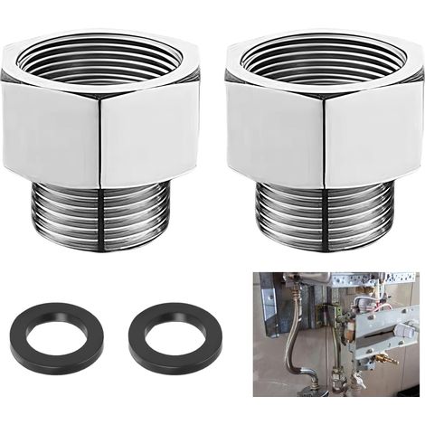 2-teiliger Reduzieradapter 1/2 Zoll Innengewinde auf 3/8 Zoll Außengewinde, Kupfergewindeadapter mit Dichtung, Sechskantadapter für Wasserhahn, Eckventil, Rohr und Sanitärarmatur